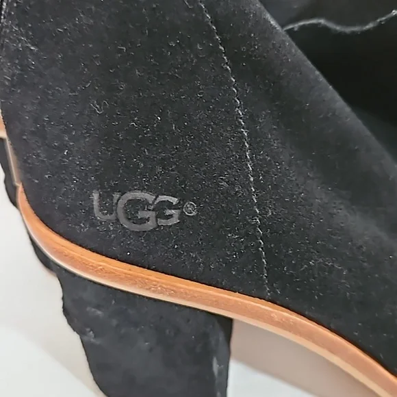 Ugg black suede open toe shooting zip back - Picture 2 of 9